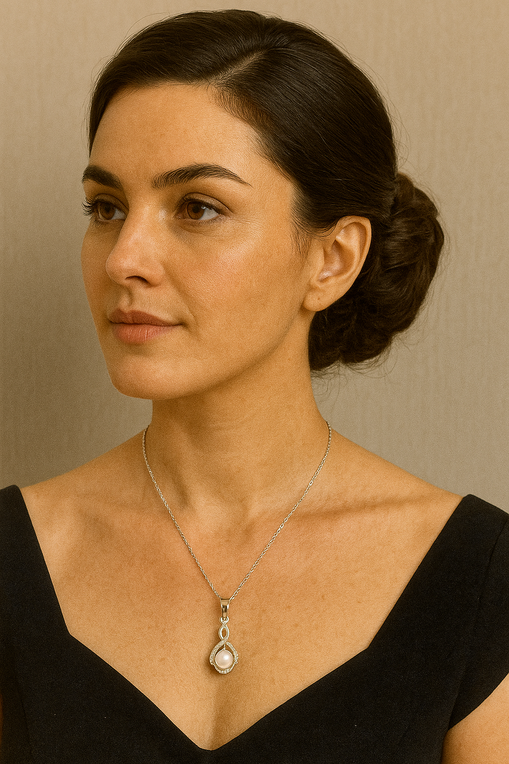 COLLAR DE ACERO PERLA